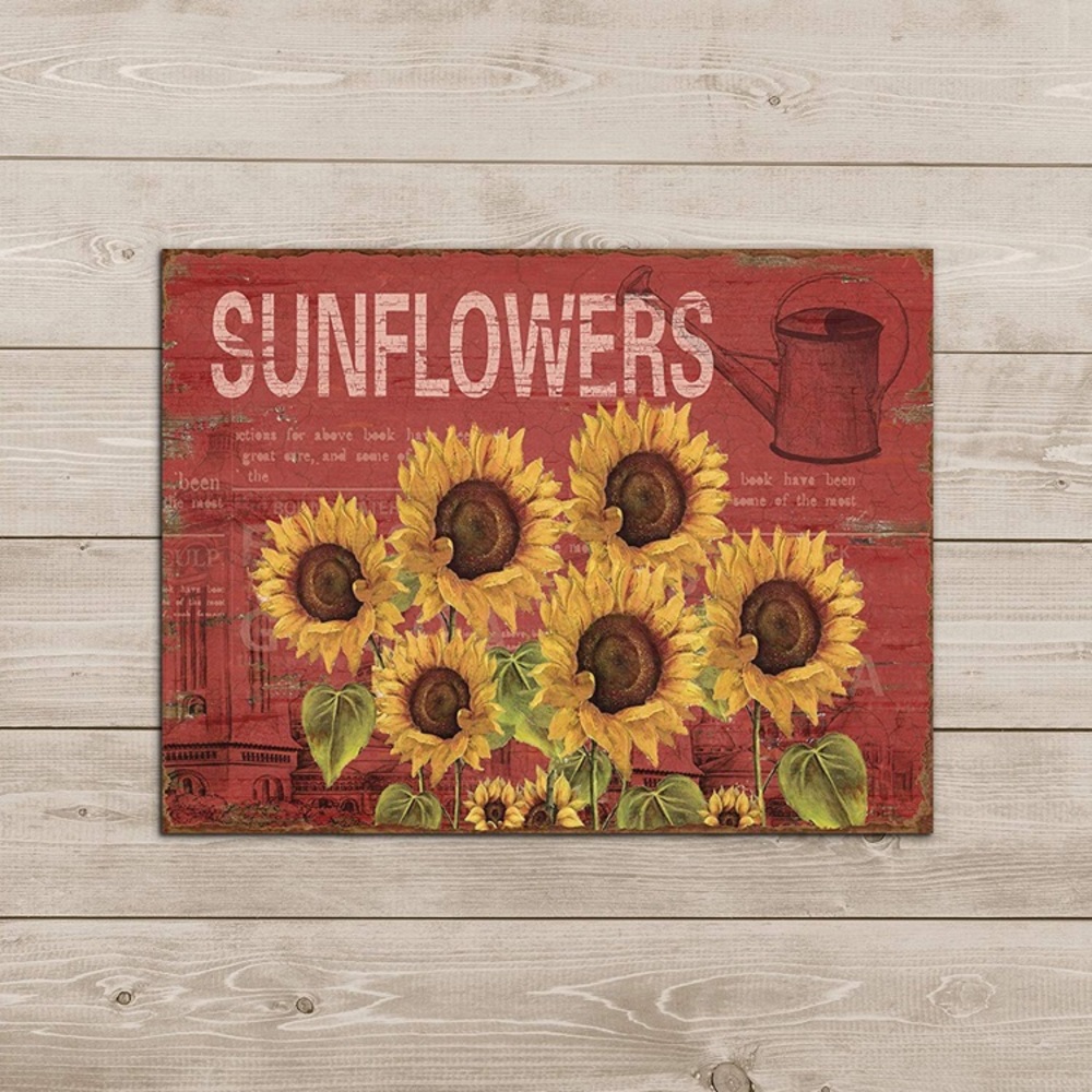 Six Sunflowers Retro Vintage Tin Bar Sign Country - Picture 2 of 5
